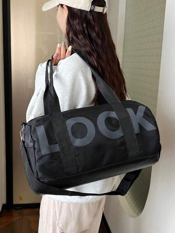 Bolsa de Fitness de Nylon Decorada com Letras, Bolsa de Yoga, Bolsa de Viagem de Curta Distância, Bolsa de Treinamento de Basquete para Homens e Mulheres, Volta às Aulas, Bolsa de Academia para Acampamento, Cruzeiro, Essenciais para Caminhada, Volta às Aulas, para Verão, Bolsa de Viagem, Bolsa de Fim de Semana, Bolsa de Viagem, Bolsa de Mão para Bagagem, Bolsa Universitária, Bolsas de Bagagem, Bolsa de Fim de Semana, Bolsa de Hospital, Bolsa de Inverno para Férias, Acessórios Escolares, Material Escolar