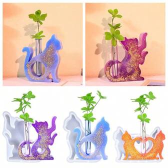 Katvormige siliconen epoxyhars vaasvorm voor plantenvermeerdering, doe-het-zelf bloemstukken en woondecoratie - flexibel, gemakkelijk te gebruiken - 1 st.