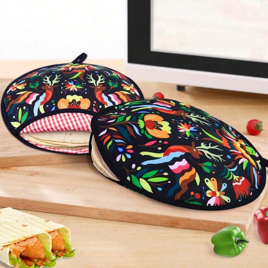 12Inch Diameter Fabric Corn Tortilla Warmer Insulated Microwaveable