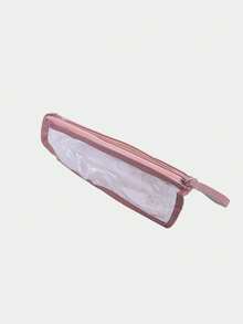 1入組雙層拉鍊PU透明鉛筆盒大容量三角形鉛筆盒學生多功能文具袋校園學習文具辦公用品 - 彩色 - 查看 8