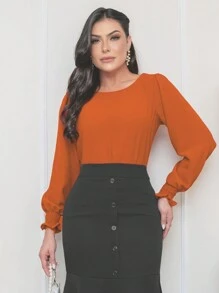 Women Blouses - Burnt Orange - View 2