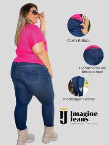 Imagine Jeans Plus Size Denim Shorts - 深色水洗藍 - 查看 7