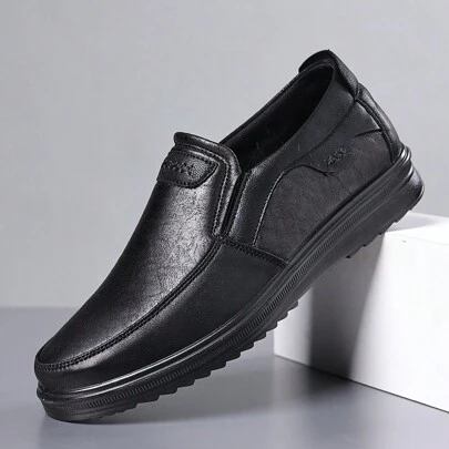 Men's Casual Slip-On Sports Shoes, Flat, Non-Slip, Breathable Business & Leisure Leather Dress Shoes