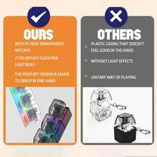 2 Pcs Keyboard Fidget Toys For Adults Keyboard Clicker LED Light Fidget Sensory Fun Toys With Keycaps Switch For Anxiety Decompression (Black&Clear) - Black and White - View 3