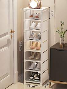 Zapatero vertical de 8 niveles para 8 pares de zapatos, zapatero para armarios, pasillos, esquinas, espacios reducidos, zapatero alto y estrecho, zapatero para guardar zapatos - Blanco - Ver 3