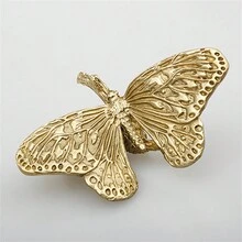 黃銅蝴蝶櫥櫃旋钮，蝴蝶抽屜把手，衣櫥旋钮櫥櫃旋钮現代抽屜旋钮，適用於家居裝飾 - 金色 - 查看 9