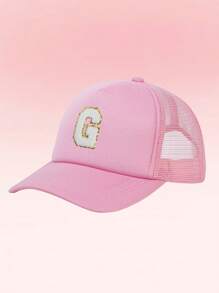 1pc Kids' 26-Letter Alphabet Pattern Trucker Cap, Fashionable And Versatile Casual Hat, Suitable For Girls' Back To School Daily Wear