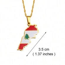 1 pieza Collar con colgantes del mapa del  con bandera, joyería con cadenas de mapas - Multicolor - Ver 4