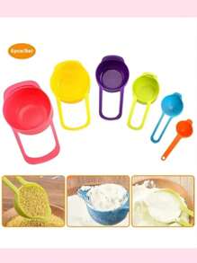 Set De 6 Cucharas Tazas Medidoras Para Cocina - Multicolor - Ver 4