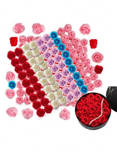 25pcs/45pcs Rose Soap Flower With Scent Fancy Flower For Women Gift, Silk Flowers, Flower With Card Set In Gift Box Valentine's Day Gift For Her, Mother, Wife, Girlfriend, Someone Who Arranges Flowers In Wedding Birthday Anniversary