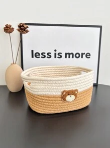 1 pezzo Cesto di immagazzinaggio intrecciato con disegno di orsacchiotto, per organizzare gli articoli per la nursery del bambino, adatto per San Valentino