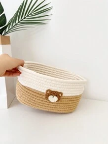 1 pezzo Cesto di immagazzinaggio intrecciato con disegno di orsacchiotto, per organizzare gli articoli per la nursery del bambino, adatto per San Valentino
