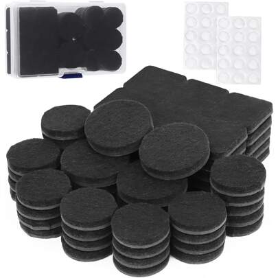 Almohadillas para Muebles,100Pcs Almohadillas de Fieltro Autoadhesivas para Muebles,Almohadillas Protectoras para Sillas,Gomas para Muebles,con Caja,Cortable,Blanquecino