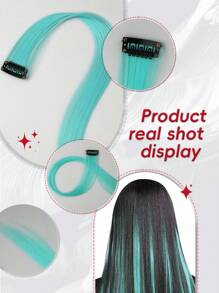 5 PCS Cadet Blue Colored Clip In Hair Extensions 20 Inch Long Straight Hairpieces Clip In Synthetic, Halloween Cosplay Dress Up Fashion Party Christmas New Year Gift For Women Christmas New Year Carnival Music Festival Use(Cadet Blue) - Cadet Blue - View 5