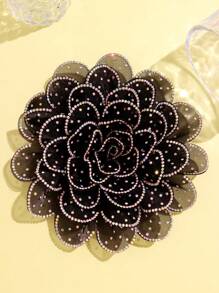 14 厘米夸张奢华多层 3D 面料大花胸针，带水钻，完美适合正式场合情人节情人节礼服配饰别针用于衣服包饰学校办公室配饰衬衫夹克珠宝圣诞节万圣节衣服别针有趣可爱的教师礼物 - 彩色 - 查看 18