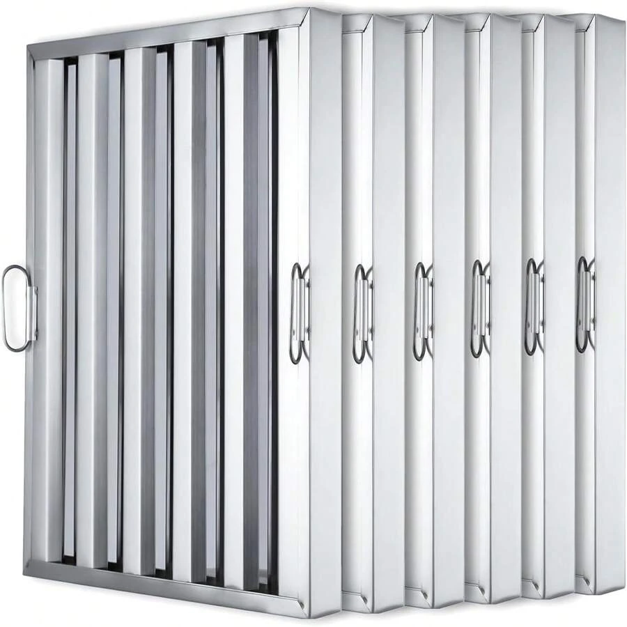 Commerical Hood Filters Pack Of 6 430 Stainless Steel 5 Grooves, Range Hood Filters For Restaurant Kitchen Exhaust Hoods - Silver - View 1