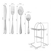 ANDROMEDA INC 24 Piezas Set De Cubiertos De Acero Inoxidable Incluye 1 Estante De Almacenamiento - Plateado - Ver 2