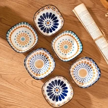 6pcs Japanese-Style Bohemian Ceramic Dish, For Hot Pot Ingredients, Snacks, Butterflies, Vegetables Or Pickles Christmas Gift
