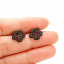 1 Pair Of Stylish Stainless Steel Cute Little Flower Earrings For Ladies Sweet Statement Spray Painted Metal Flower Couple Earrings For Party Birthday Jewelry