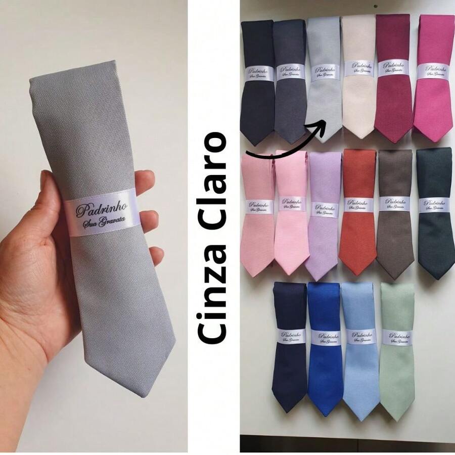 5 Semi Slim Groomsmen Ties - Colors - Gris Claro - Ver 1