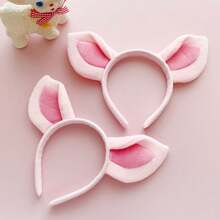 1 pieza Diadema de orejas de cerdo, accesorio para la cabeza con orejas de animales de peluche para suministros de fiesta temática de cumpleaños - Rosa - Ver 1