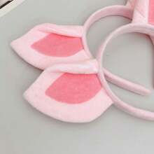 1 pieza Diadema de orejas de cerdo, accesorio para la cabeza con orejas de animales de peluche para suministros de fiesta temática de cumpleaños - Rosa - Ver 4