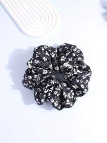 1入新款超大印花織緞仿絲髮圈，時尚甜美的髮飾品，適用於女士 - 彩色 - 查看 4