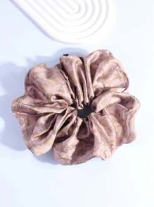 1入新款超大印花織緞仿絲髮圈，時尚甜美的髮飾品，適用於女士 - 彩色 - 查看 5