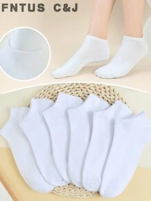 Paquete De 12 Pares Calcetines Tobilleros Unicolor Para Mujer,Calcetines Invisibles Casuales Cómodos Y Transpirables, Adecuados Para Uso Diario - Blanco - Ver 2