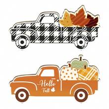 Putuo Decor 普陀裝飾2入組卡車造型木質桌面裝飾，Hello Fall，家居農家辦公室咖啡館桌面裝飾，秋天感恩節禮物 - 彩色 - 查看 6