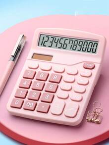 1pc Dual-Powered Colorful Calculator For Students (Battery Not Included), Suitable For Office And Teaching - Baby Pink - View 6