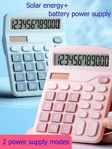 1pc Dual-Powered Colorful Calculator For Students (Battery Not Included), Suitable For Office And Teaching - Baby Pink - View 1