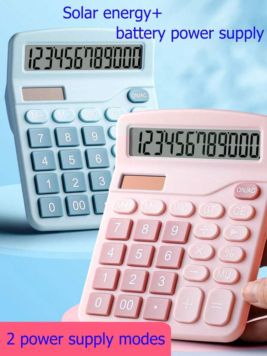 1pc Dual-Powered Colorful Calculator For Students (Battery Not Included), Suitable For Office And Teaching - Baby Pink - View 1