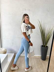 Calça Jeans Clara Premium Com Elastano Cintura Alta - Lavagem clara - Visão 2