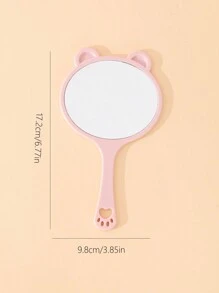 1 pezzo Specchio da trucco portatile creativo con maniglia a forma di orso e gatto, specchio regalo portatile stile coreano per ragazze per il dormitorio degli studenti specchio trucco, specchietti - Multicolore - Visualizzare 11