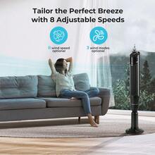 Tower Fan, 360° Oscillating Standing Fan Room Fan Portable Bladeless Quiet Floor Fan With Remote, 8 Speeds, 3 Modes, 24H Timer For Bedroom And Home Office Use (47-Inch, BLACK) - Black - View 3