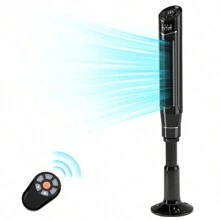 Tower Fan, 360° Oscillating Standing Fan Room Fan Portable Bladeless Quiet Floor Fan With Remote, 8 Speeds, 3 Modes, 24H Timer For Bedroom And Home Office Use (47-Inch, BLACK) - Black - View 1