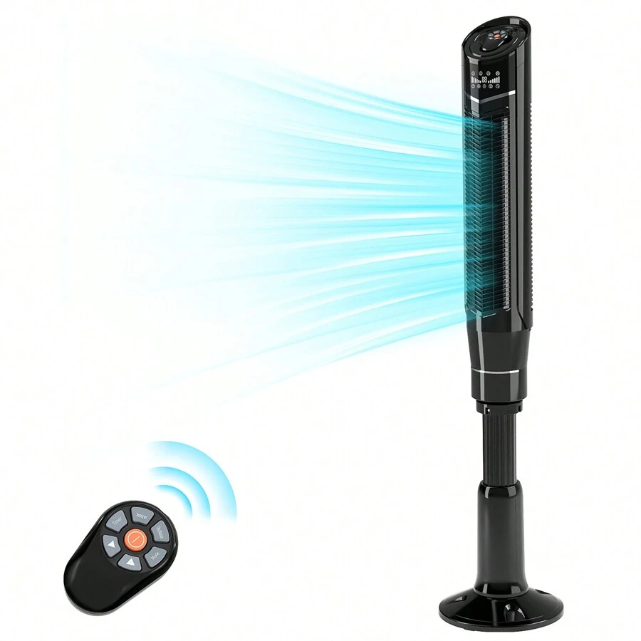 Tower Fan, 360° Oscillating Standing Fan Room Fan Portable Bladeless Quiet Floor Fan With Remote, 8 Speeds, 3 Modes, 24H Timer For Bedroom And Home Office Use (47-Inch, BLACK) - Black - View 1