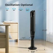 Tower Fan, 360° Oscillating Standing Fan Room Fan Portable Bladeless Quiet Floor Fan With Remote, 8 Speeds, 3 Modes, 24H Timer For Bedroom And Home Office Use (47-Inch, BLACK) - Black - View 4