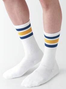 1 Paar gestreifte Socken für Damen & Herren, bunte Drei-Streifen Überknie Skater Socken, Europäische & Amerikanische Größen, Premium Material, Herbst & Winter