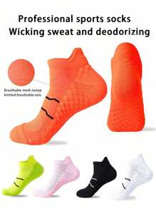 Sports Outdoor Unisex Professional Sports Socks, Suitable For Outdoor Cycling, Running, Basketball, With Towel Bottom, Shock Absorptio And Skid-Proof Design, Comfortable And Breathable Sports Socks. - Orange - View 1