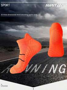 Sports Outdoor Unisex Professional Sports Socks, Suitable For Outdoor Cycling, Running, Basketball, With Towel Bottom, Shock Absorptio And Skid-Proof Design, Comfortable And Breathable Sports Socks. - Orange - View 2