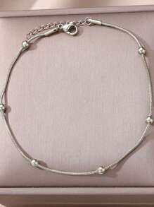 1pc Simple & Elegant European And American Style Gold Stainless Steel Snake Bead Chain Anklet Suitable For Daily Wear, Women