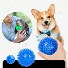 1pc/3pcs TPR Squeaky Dog & Cat Chew Toy Ball With Spiky Tips, Dental Training