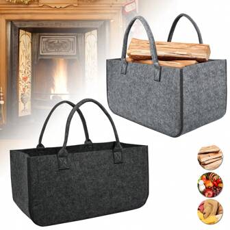 LILIIN 2st/4st Vedpåse Filtpåsar Multifunktionell förvaringsväska Ljusgrå/Mörkgrå Vedkorg Hopfällbar leksaksväska Eldstadsväska Vedkorgar