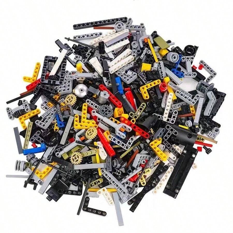 Paquete de 500 g de bloques de construcción tecnológicos compatibles con engranajes, neumáticos y piezas técnicas, adecuado para proyectos MOC de tecnología a granel (color aleatorio)