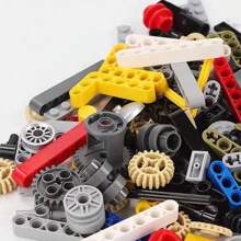 Paquete de 500 g de bloques de construcción tecnológicos compatibles con engranajes, neumáticos y piezas técnicas, adecuado para proyectos MOC de tecnología a granel (color aleatorio)