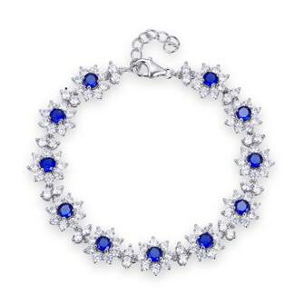 Exquisite Copper Craft Synthetic Sapphire Flower Bracelet, High-End Luxury Atmosphere, Suitable For Daily Wear And Gift Giving Valentines