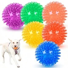 1pc/3pcs TPR Squeaky Dog & Cat Chew Toy Ball With Spiky Tips, Dental Training