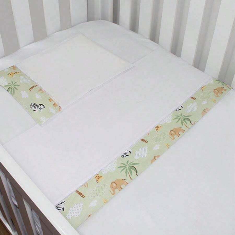 Juego de sábanas para bebé con fundas de almohada - Safari Verde - Ver 1